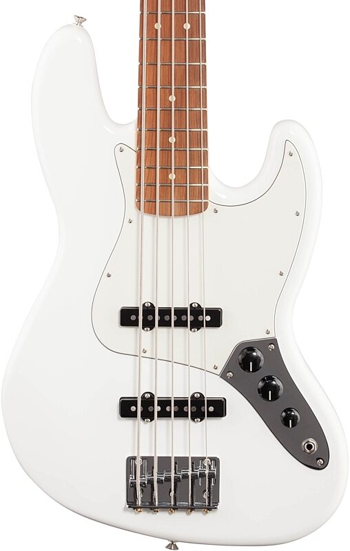 Fender Player Jazz Bass V Pau Ferro, 5-String, Polar White, Body Straight Front