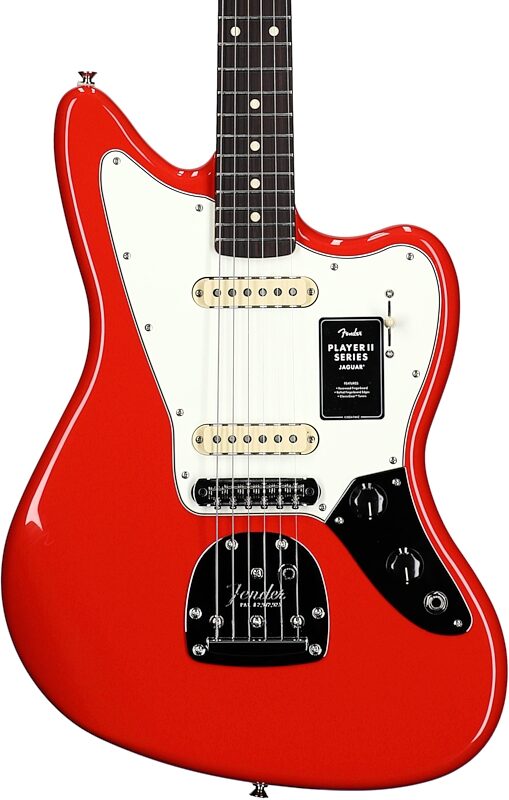 Fender Player II Jaguar Electric Guitar, with Rosewood Fingerboard, Coral Red, Body Straight Front