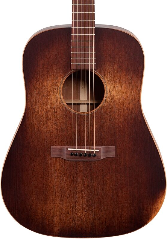 Martin D-15M StreetMaster Acoustic Guitar, Left-Handed (with Gig Bag), Mahogany Burst, Body Straight Front