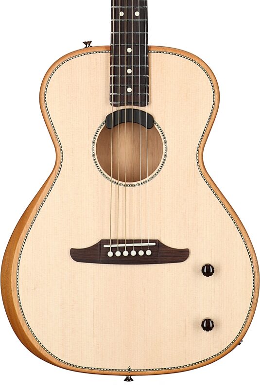 Fender Highway Parlor Thinline Acoustic-Electric Guitar (with Gig Bag), Natural, Body Straight Front