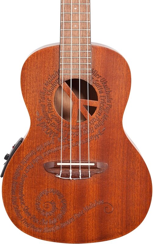Luna Peace Acoustic-Electric Concert Ukulele (with Gig Bag), New, Body Straight Front