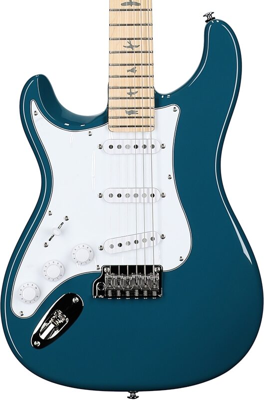 PRS Paul Reed Smith SE Silver Sky Electric Guitar, Left-Handed, Maple Fretboard (with Gig Bag), Nylon Blue, Body Straight Front