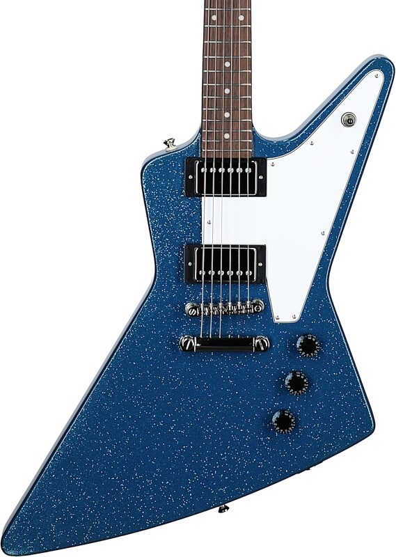 Epiphone Exclusive Explorer Electric Guitar, Blue Sparkle, Body Straight Front