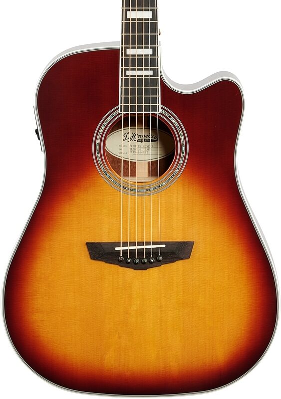 D'Angelico Premier Bowery Acoustic-Electric Guitar, Ice Tea Burst, Body Straight Front