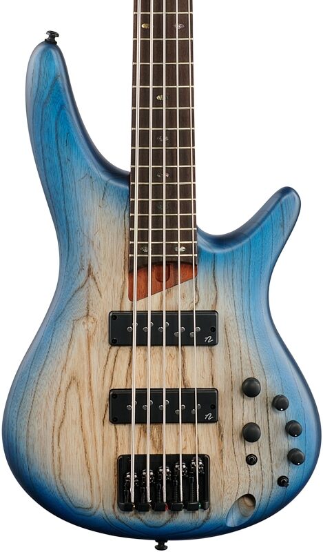 Ibanez SR605E Electric Bass, 5-String, Cosmic Blue Starburst Flat, Body Straight Front