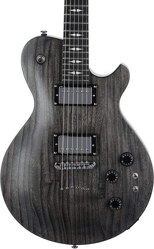 Michael Kelly Patriot Decree SB Slim Body Open Pore Electric Guitar, Transparent Black, Body Straight Front