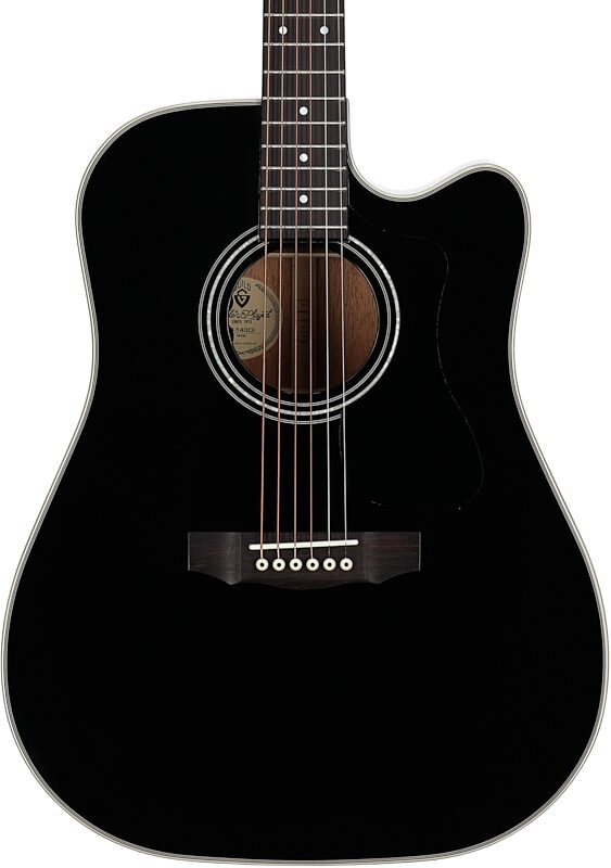 Guild D-140CE Dreadnought Acoustic-Electric Guitar (with Gig Bag), Black, Body Straight Front