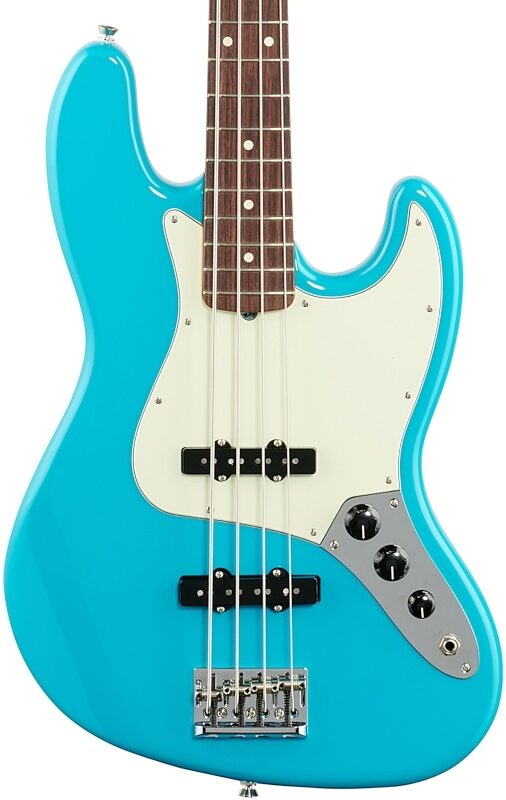 Fender American Professional II Jazz Bass, Rosewood Fingerboard (with Case), Miami Blue, Body Straight Front