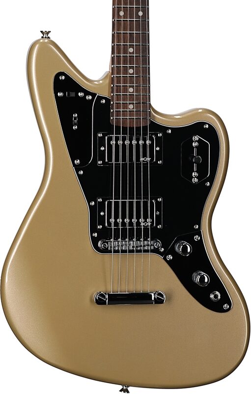Squier Contemporary Jaguar HH ST Electric Guitar, Shoreline Gold, Body Straight Front