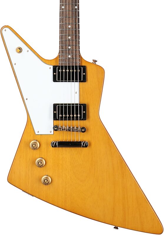 Epiphone 1958 Korina Explorer Electric Guitar, Left-Handed (with Case), Aged Natural, with White Pickguard, Scratch and Dent, Body Straight Front