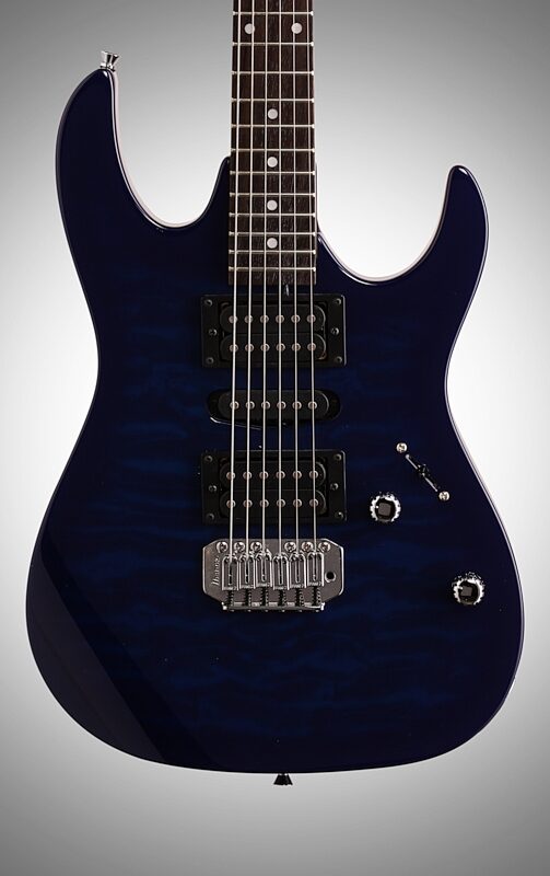 Ibanez GRX70QA Electric Guitar, Transparent Blue Burst, Body Straight Front