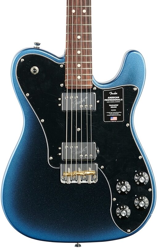 Fender American Pro II Telecaster Deluxe Electric Guitar, Rosewood Fingerboard (with Case), Dark Night, Body Straight Front