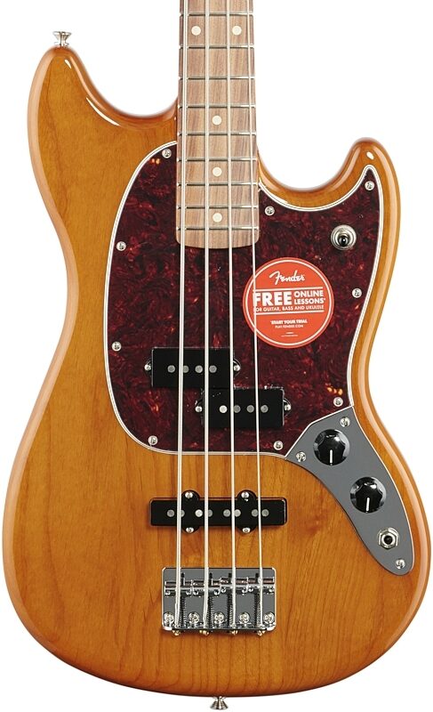 Fender Mustang PJ Pau Ferro Electric Bass, Aged Natural, Body Straight Front