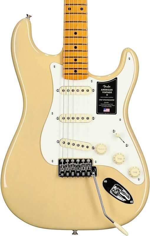 Fender American Vintage II 1957 Stratocaster Electric Guitar, with Maple Fingerboard (and Case), Vintage Blonde, Body Straight Front