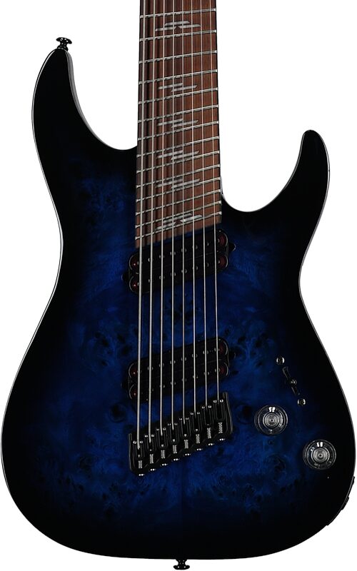 Schecter Omen Elite-8 Multiscale Electric Guitar, 8-String, Blue Burst, Body Straight Front