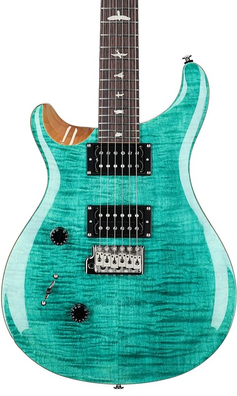PRS Paul Reed Smith SE Custom 24 Electric Guitar, Left-Handed (with Gig Bag), Turquoise, Body Straight Front