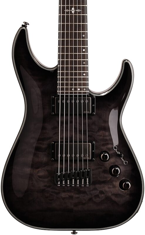 Schecter Hellraiser Hybrid C-7 Electric Guitar, 7-String, Transparent Black Burst, Body Straight Front