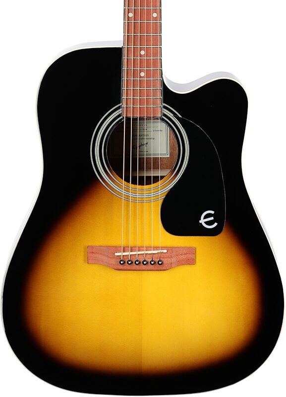 Epiphone FT-100 CE Songmaker Deluxe Acoustic-Electric Guitar, Vintage Sunburst, Body Straight Front