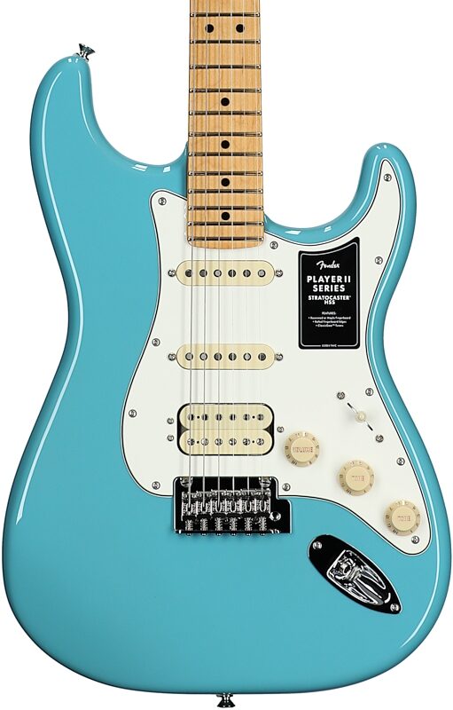 Fender Player II Stratocaster HSS Electric Guitar, with Maple Fingerboard, Aquatone Blue, Body Straight Front