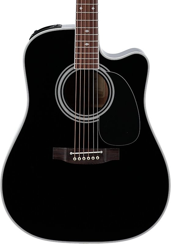 Takamine EF341SC Acoustic-Electric Guitar (with Case), Gloss Black, Body Straight Front