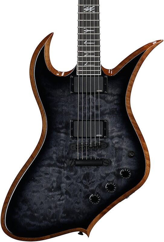 Wylde Audio Thoraxe Electric Guitar, Transparent Black Burst, Body Straight Front