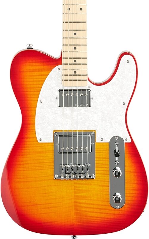 Michael Kelly '53 DB Flame Maple Electric Guitar, Maple Fingerboard, Cherry Sunburst, Body Straight Front