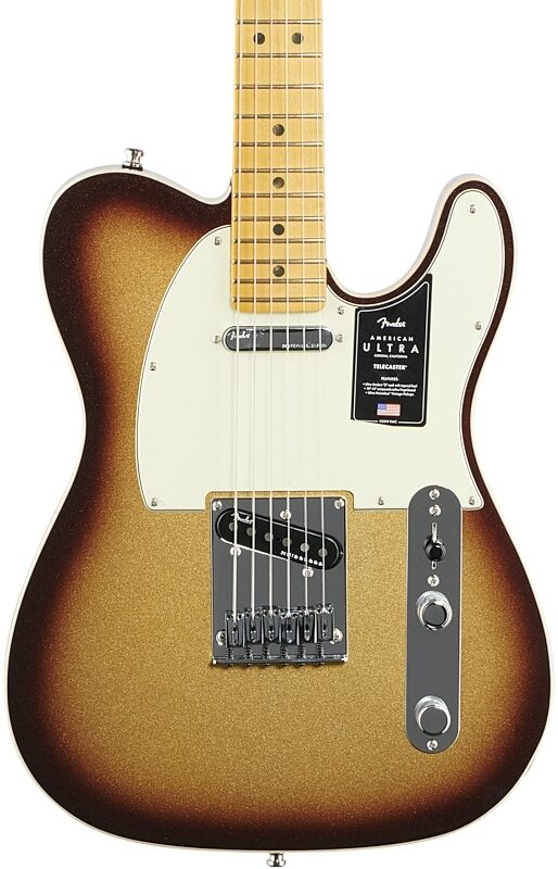 Fender American Ultra Telecaster Electric Guitar, Maple Fingerboard (with Case), Mocha Burst, Body Straight Front