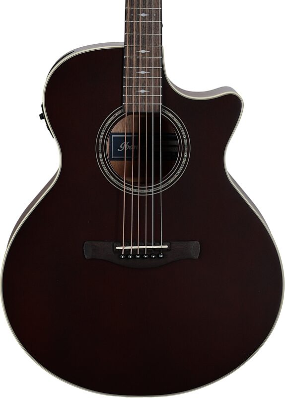 Ibanez AE100 Acoustic-Electric Guitar, Burgundy Flat, Body Straight Front