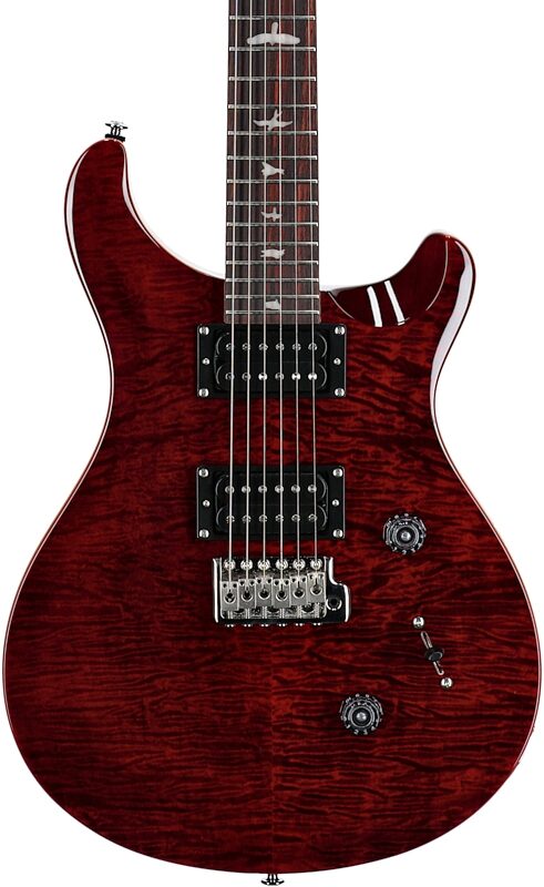 PRS Paul Reed Smith SE Custom 24 Electric Guitar (with Gig Bag), Exclusive Black Cherry, Body Straight Front