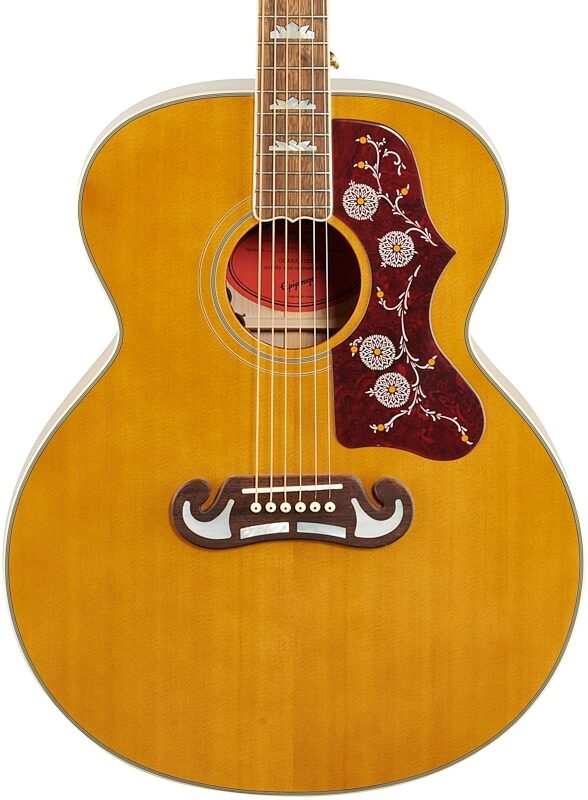 Epiphone J-200 Jumbo Acoustic-Electric Guitar, Aged Natural Antique, Body Straight Front