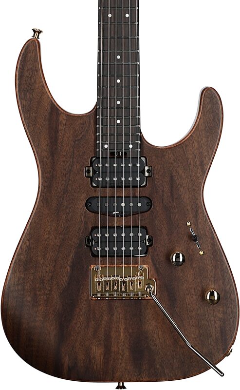 Charvel MJ Japan DK24 HSH 2PT Electric Guitar (with Case), Figured Walnut, Body Straight Front