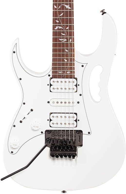 Ibanez JEMJRL Steve Vai JEM Junior Electric Guitar, Left-Handed, White, Blemished, Body Straight Front
