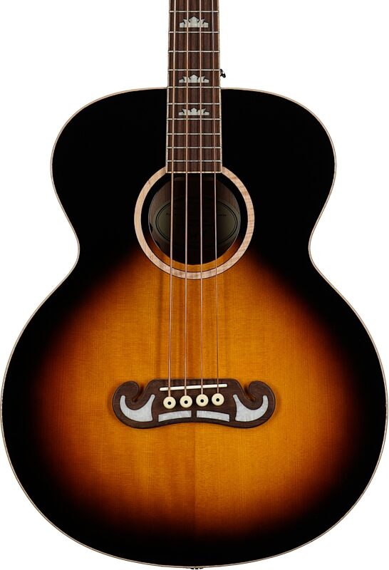 Epiphone El Capitan J-200 Studio Acoustic Electric Bass Guitar, Aged Vintage Sunburst, Body Straight Front