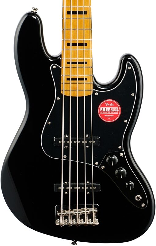 Squier Classic Vibe '70s Jazz V Electric Bass, 5-String, Maple Fingerboard, Black, Body Straight Front