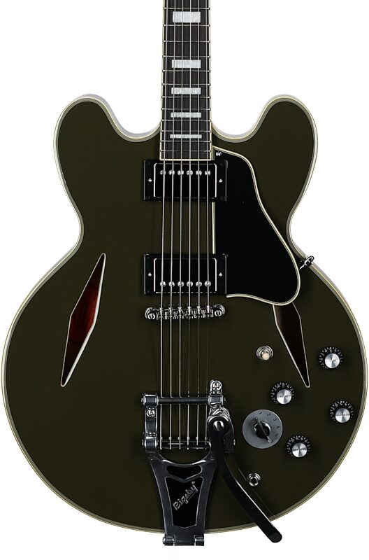 Epiphone Exclusive Shinichi Ubukata ES-355 Custom Electric Guitar (with Case), Olive Drab, Body Straight Front