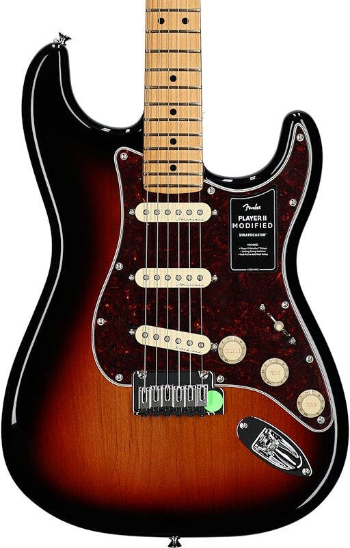 Fender Player II Modified Stratocaster Electric Guitar, Maple Fingerboard (with Gig Bag), 3-Tone Sunburst, Body Straight Front