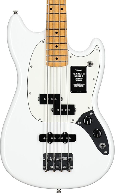 Fender Player II Mustang Electric Bass, with Maple Fingerboard, Polar White, Body Straight Front