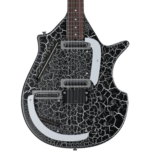 Danelectro Electric Sitar, Black Crackle, Body Straight Front