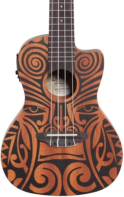 Luna Tribal Mahogany Concert Acoustic-Electric Ukulele (with Preamp), New, Body Straight Front