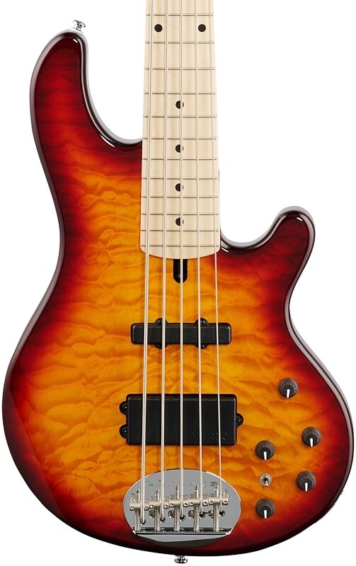Lakland Skyline 55-02 Deluxe Maple Neck Bass Guitar, Honey Sunburst, Body Straight Front