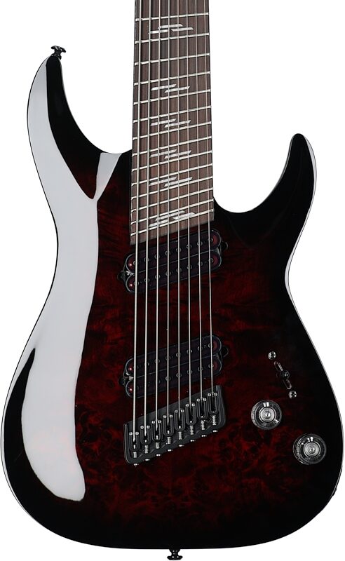 Schecter Omen Elite-8 Multiscale Electric Guitar, 8-String, Black Cherry Burst, Body Straight Front