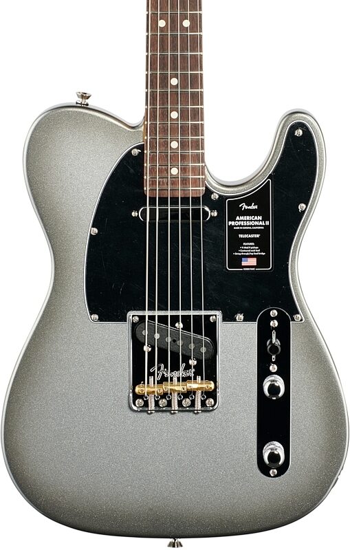 Fender American Pro II Telecaster Electric Guitar, Rosewood Fingerboard (with Case), Mercury, Body Straight Front