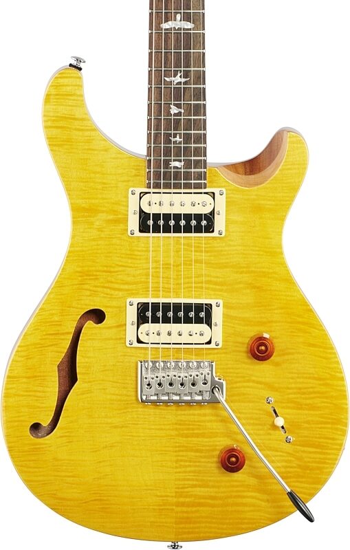 PRS Paul Reed Smith SE Custom 22 Semi-Hollow Electric Guitar, Santana Yellow, Body Straight Front