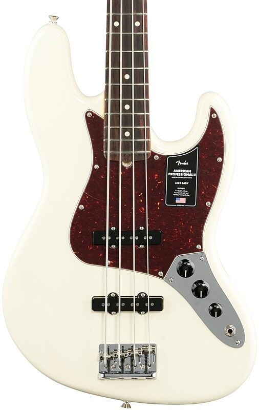 Fender American Professional II Jazz Bass, Rosewood Fingerboard (with Case), Olympic White, Body Straight Front