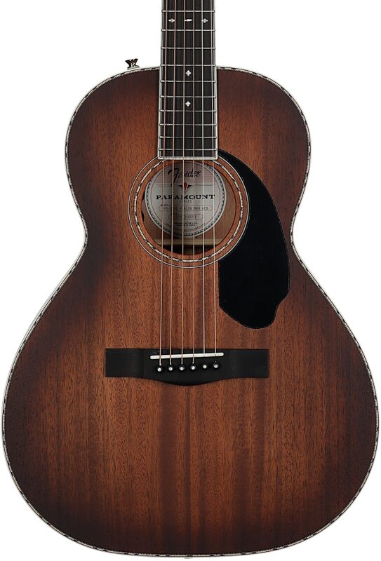 Fender Paramount PS-220E Parlor Acoustic-Electric Guitar (with Case), Cognac, Mahogany Top, Body Straight Front