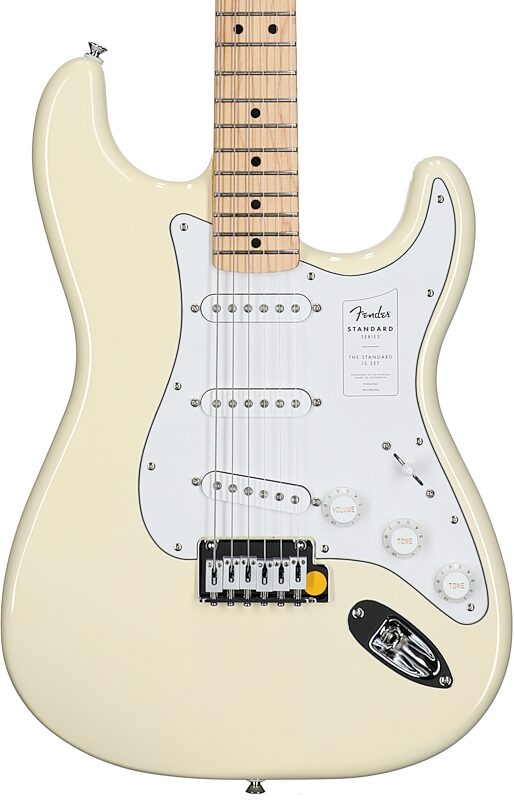 Fender Standard Stratocaster Electric Guitar, Maple Fingerboard, Olympic White, Body Straight Front