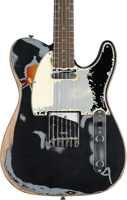 Fender Limited Edition Joe Strummer Telecaster Electric Guitar (with Case), Road Worn Black, Body Straight Front