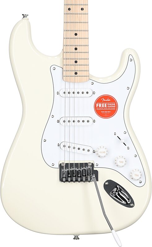 Squier Affinity Stratocaster Electric Guitar, with Maple Fingerboard, Olympic White, Body Straight Front