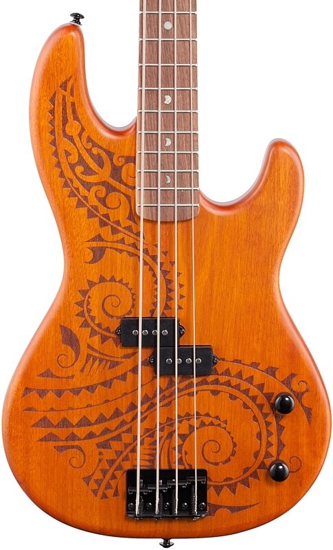 Luna Tattoo Electric Bass, New, Body Straight Front