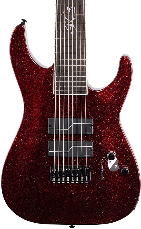 ESP LTD Stephen Carpenter SC-608B Baritone Electric Guitar, 8-String (with Case), Red Sparkle, Body Straight Front